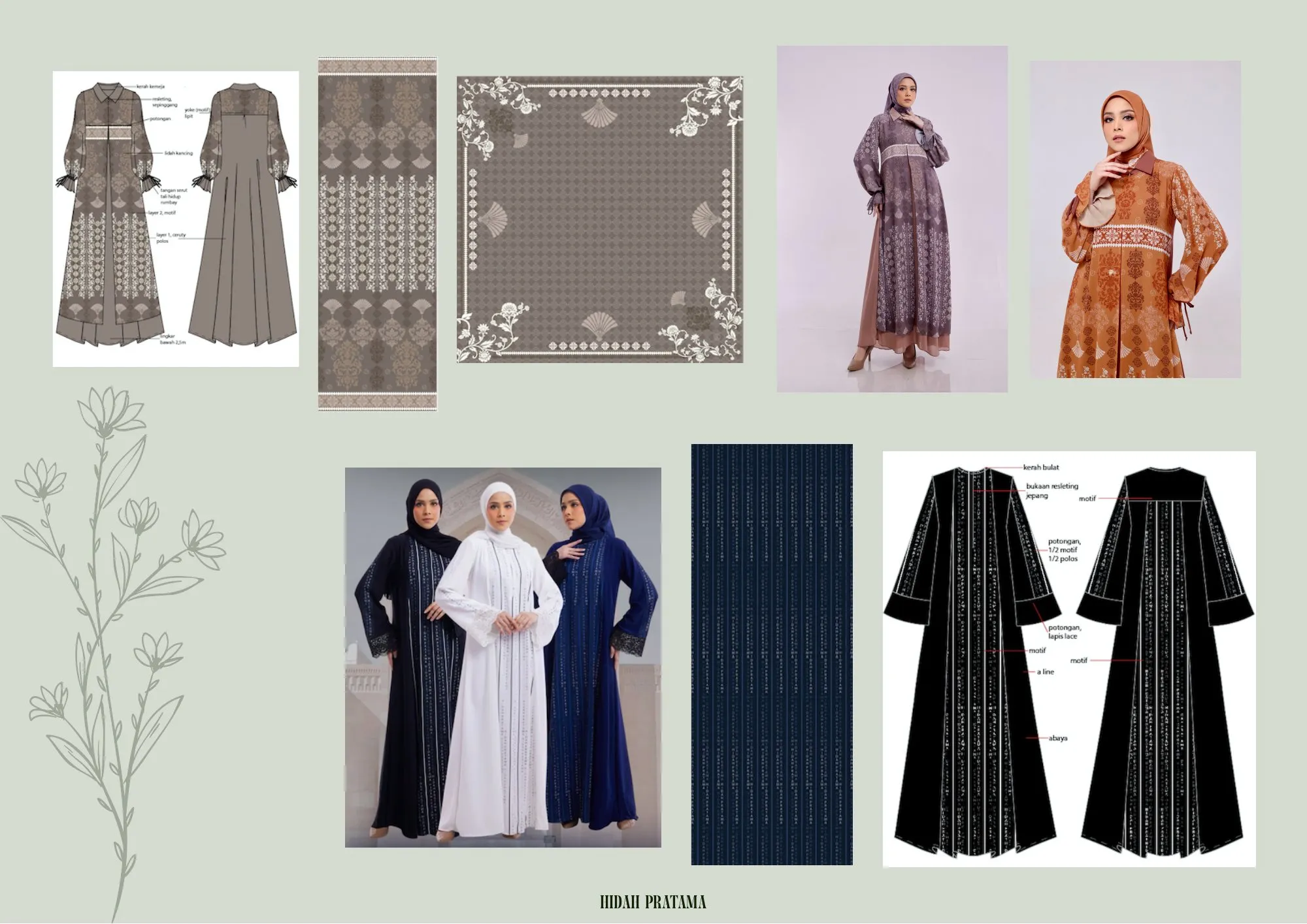 Gamis motif ornamen untuk Hidah Pratama